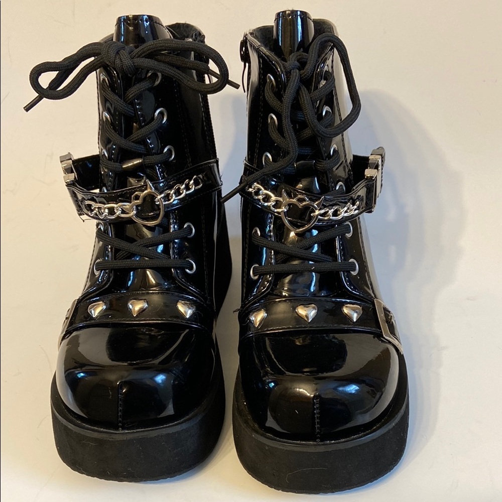 Unbranded Patent Leather platform Goth Boots-Cat details